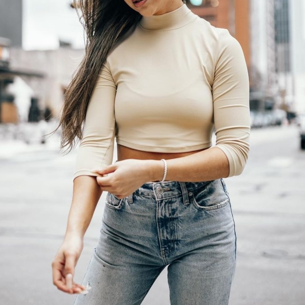 Ever Forward Mock Neck Tan small